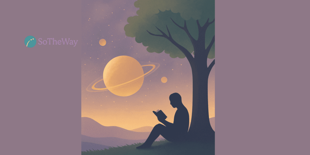 Minimalist silhouette with a calming tree symbol, representing clarity and mindful living in SoTheWay brand colors.