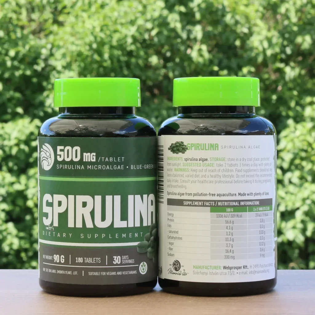 Mannavita Spirulina 500 mg tablets – high‑nutrient superfood supplement, 180 tablets