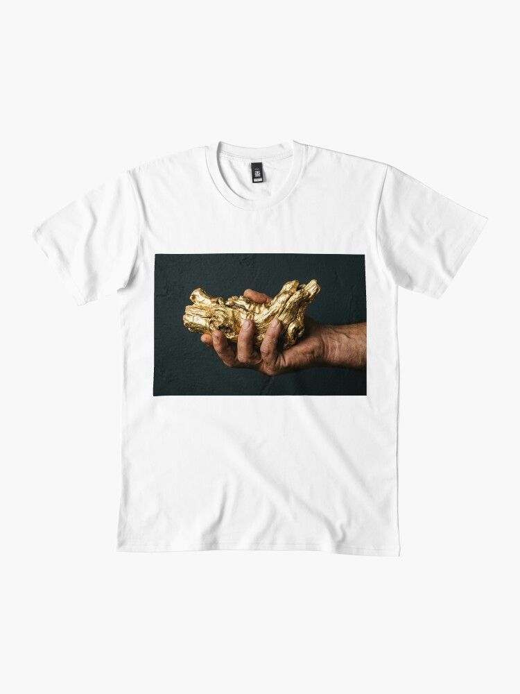 hand holding gold tree root concept design premium t shirt