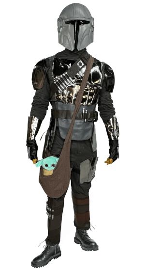 Deluxe Mandalorian armor cosplay costume replica with Child bag
