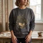 Kintsugi Teacup Repair Over Replace Wild Ferns dark grey sweatshirt mockup